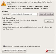 Exception de sécurité sur un serveur OpenERP web hébergé par SISalp
